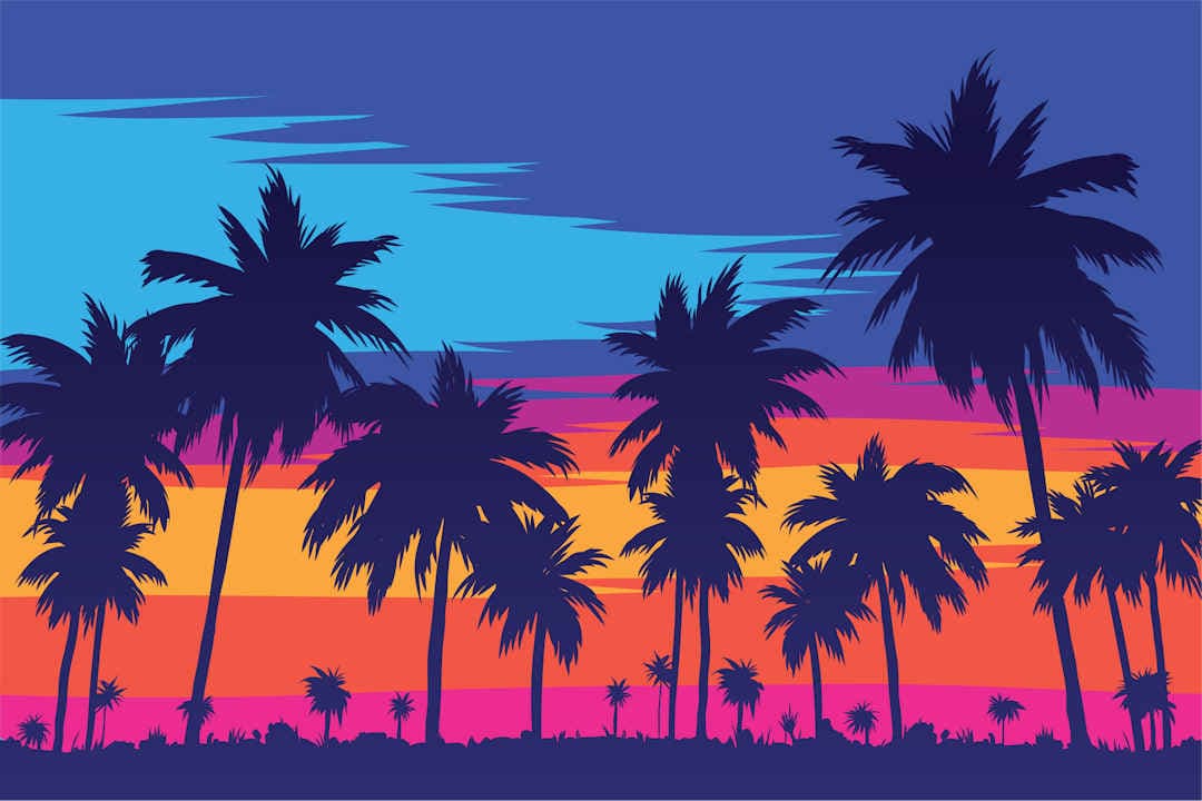 graphics of palm trees in tropical environment